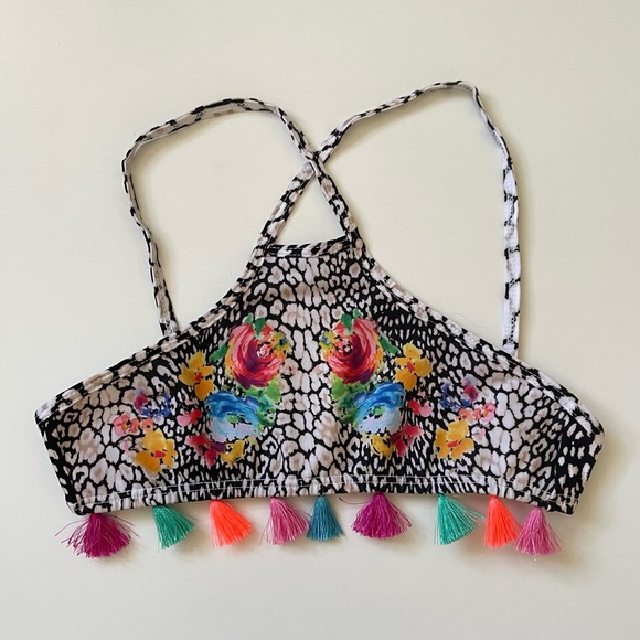 Pilyq Girls’ Floral & Animal Print - Tassel Bikini - Picture 2 of 9